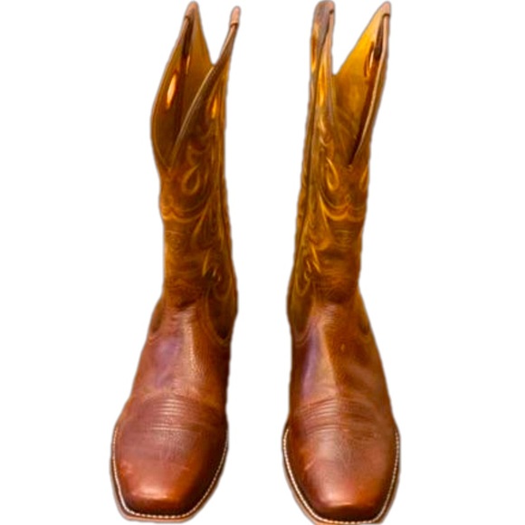 Ariat Cowboy Boots Brown Leather Square Toe - Picture 2 of 6